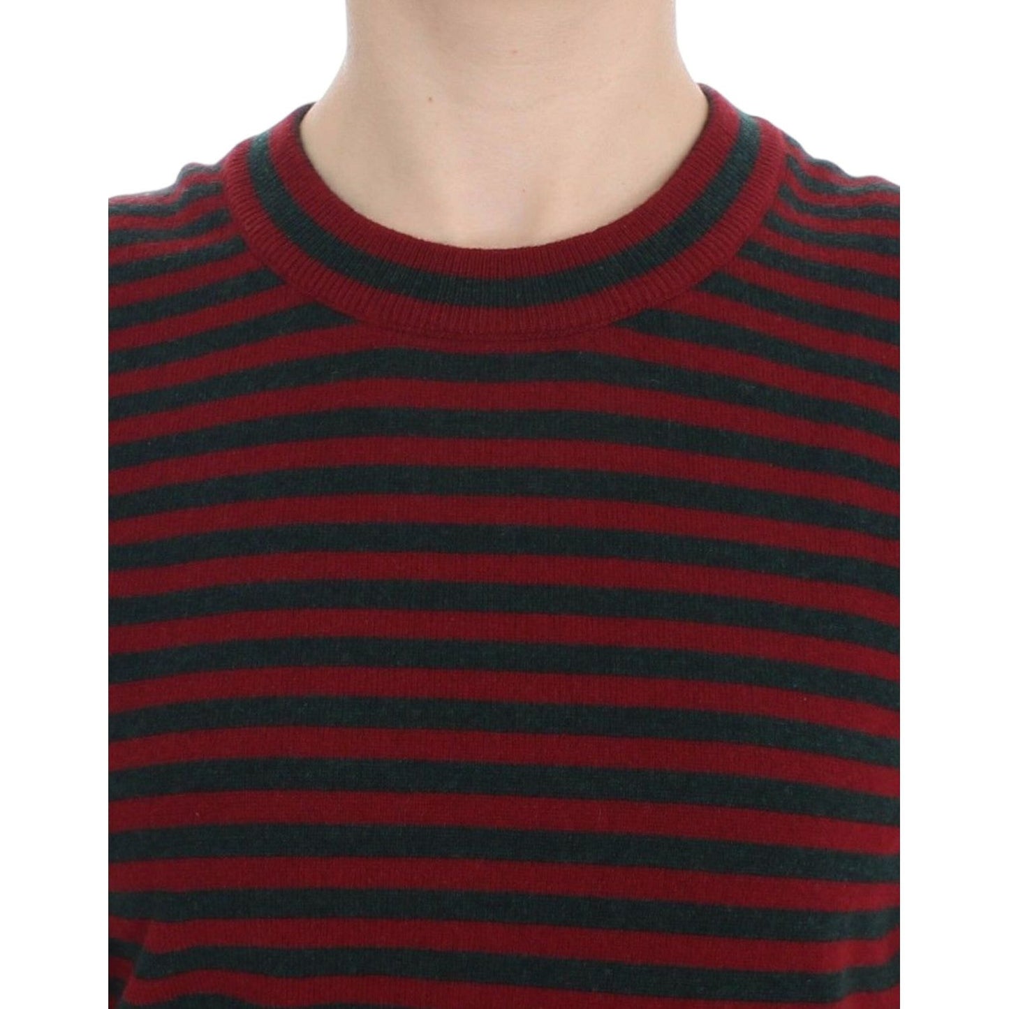 Dolce & Gabbana Red Gray Cashmere Short Sleeve Sweater