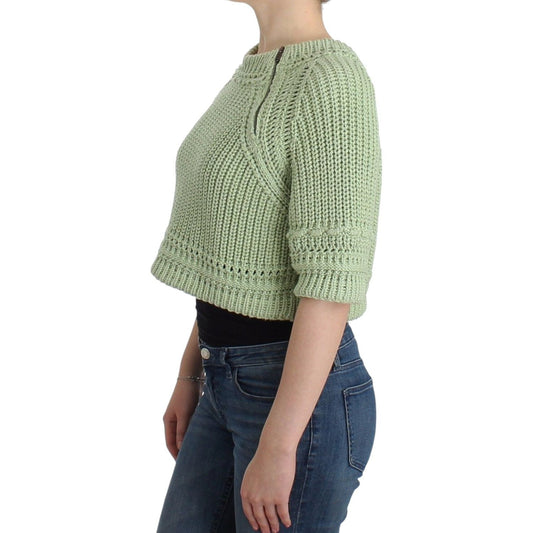 Ermanno Scervino Green Cropped Knit Sweater Knitted Jumper SIG11857-1