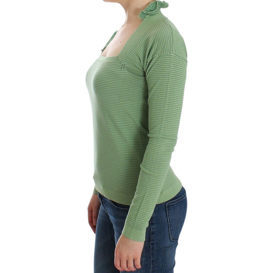Ermanno Scervino Green Wool Blend Striped Long Sleeve Sweater SIG12581-3