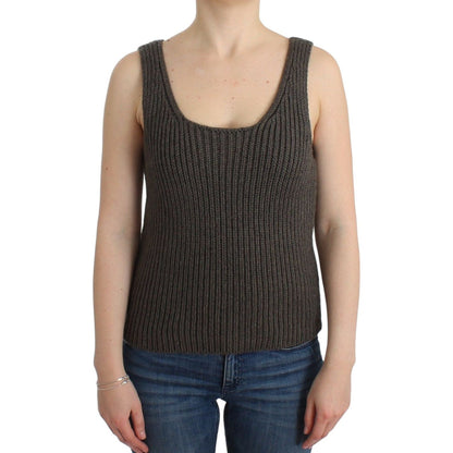 Ermanno Scervino Gray Knit Top Knitted Sweater Merino Wool