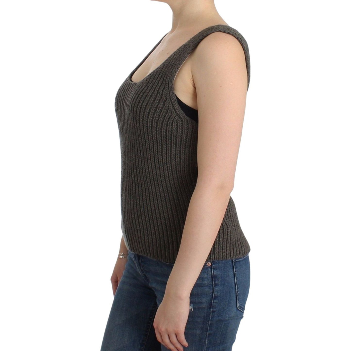 Ermanno Scervino Gray Knit Top Knitted Sweater Merino Wool