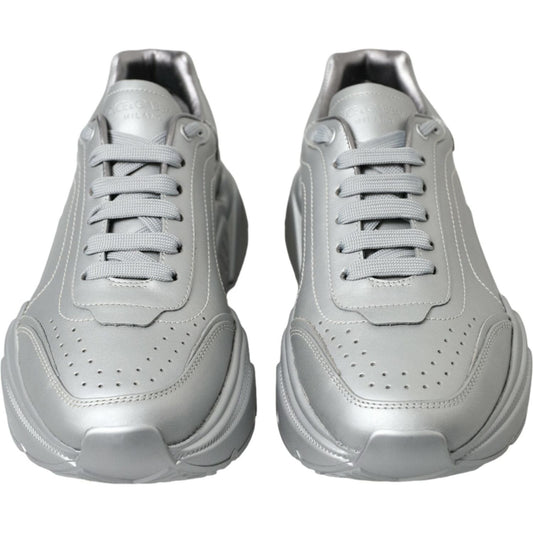Dolce & Gabbana Silver DAYMASTER Leather Men Casual Sneakers Shoes MV5291-40