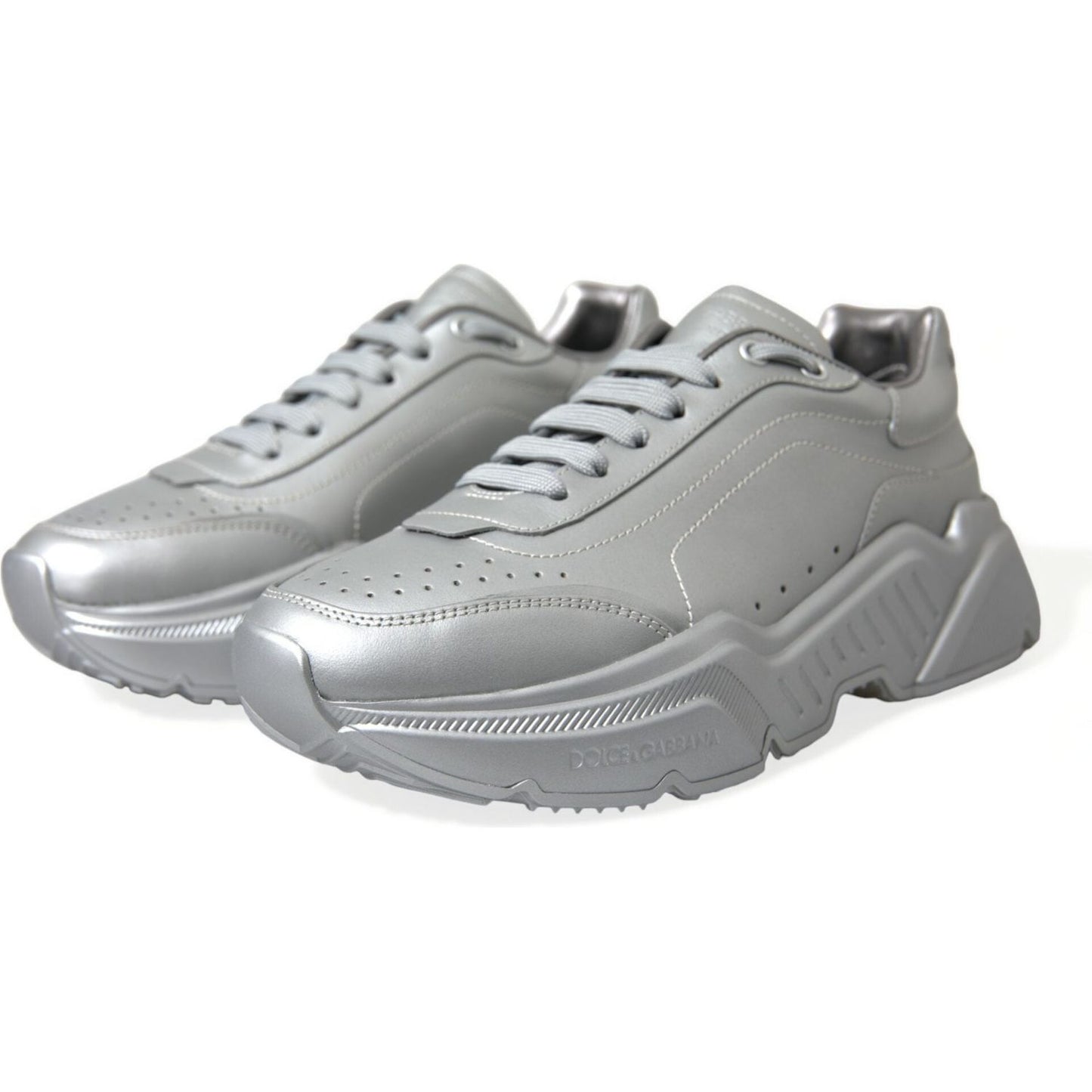 Dolce & Gabbana Silver DAYMASTER Leather Men Casual Sneakers Shoes MV5291-40