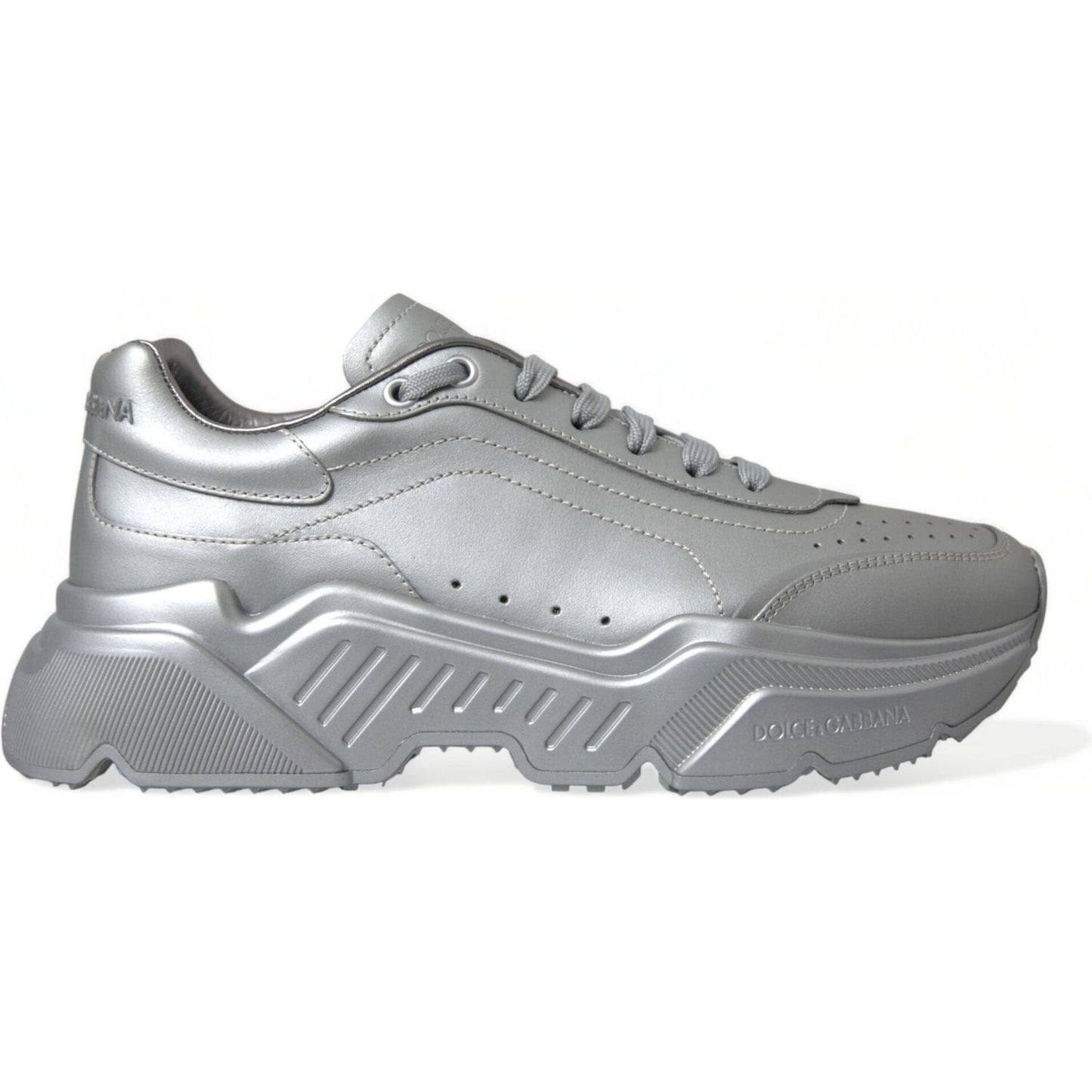 Dolce & Gabbana Silver DAYMASTER Leather Men Casual Sneakers Shoes MV5291-40