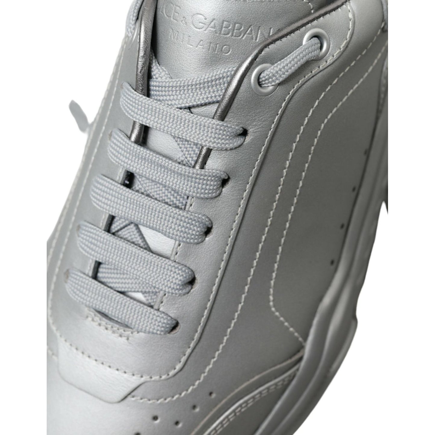 Dolce & Gabbana Silver DAYMASTER Leather Men Casual Sneakers Shoes MV5291-40