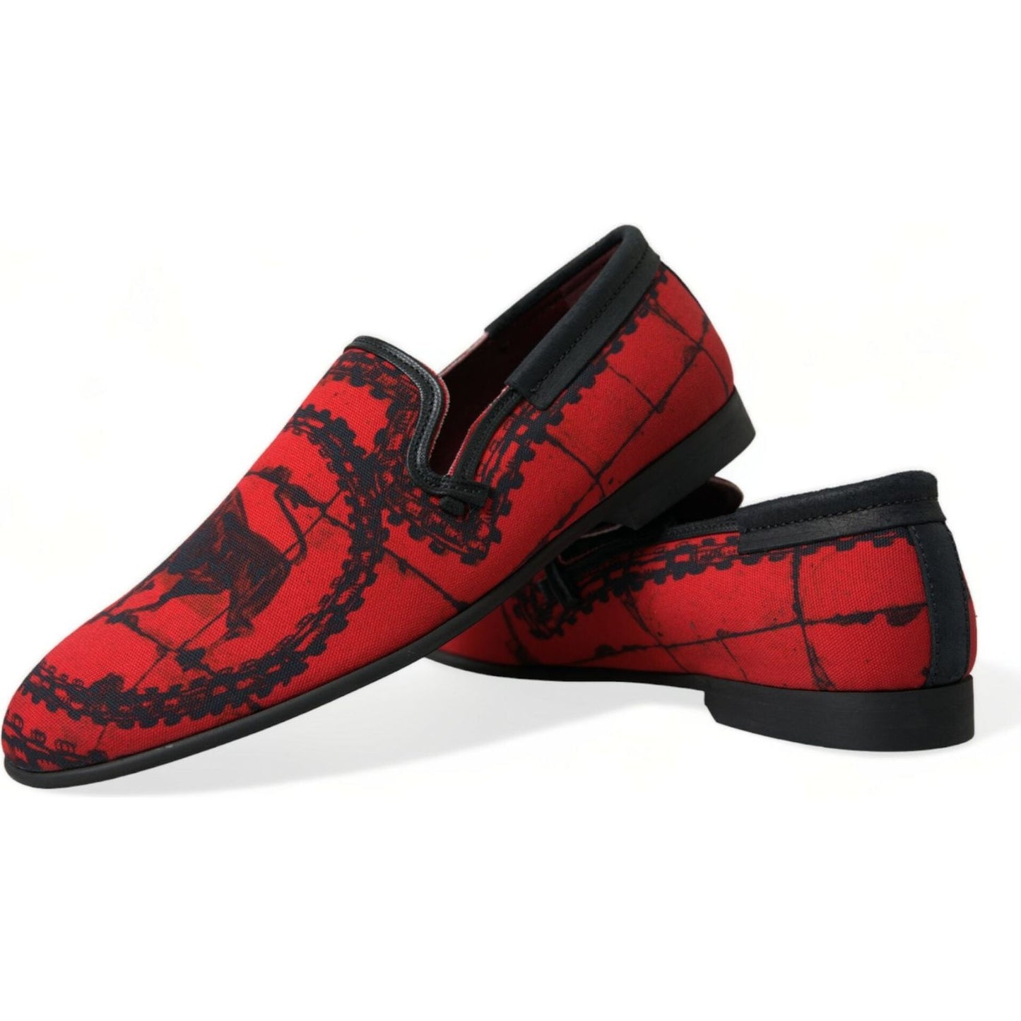 Dolce & Gabbana Red Black Torero Loafers Slippers Men Shoes