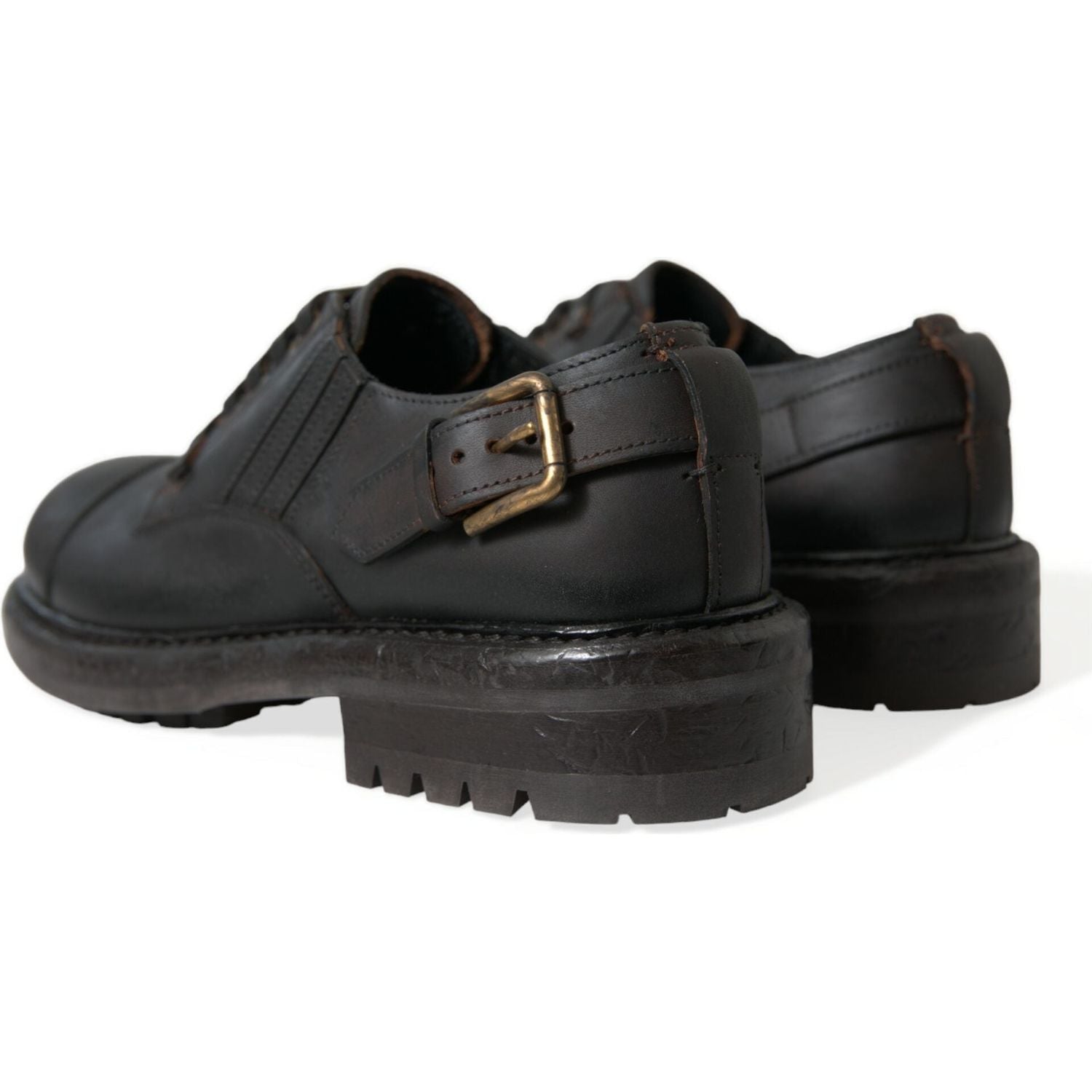 Dolce & Gabbana Brown Leather Lace Up Derby Men Dress Shoes