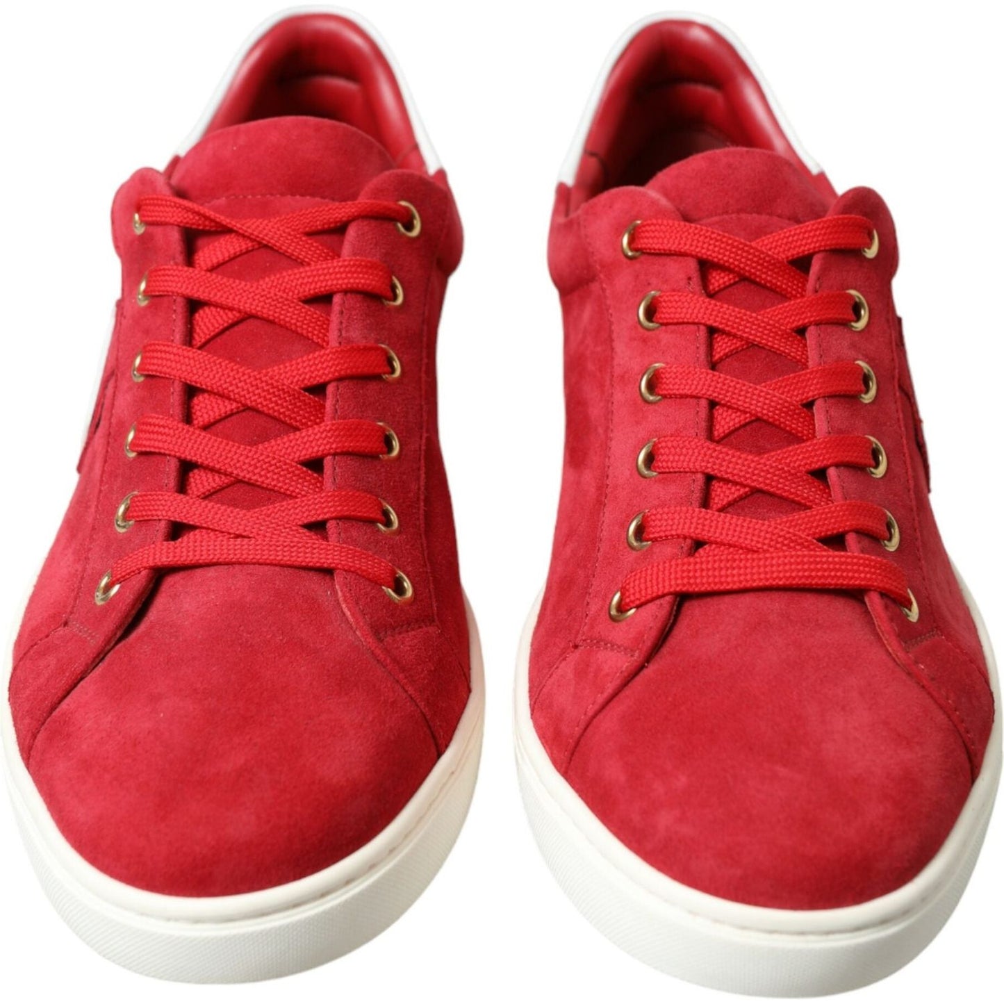 Dolce & Gabbana Red Suede Leather Men Low Top Sneakers Shoes