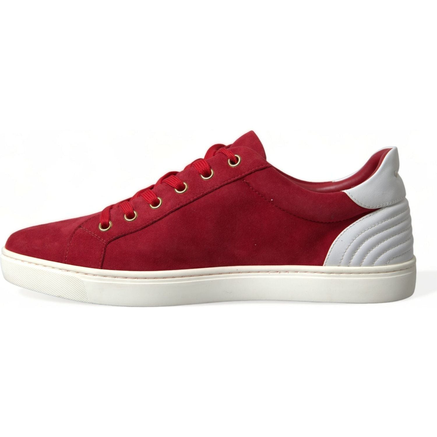 Dolce & Gabbana Red Suede Leather Men Low Top Sneakers Shoes