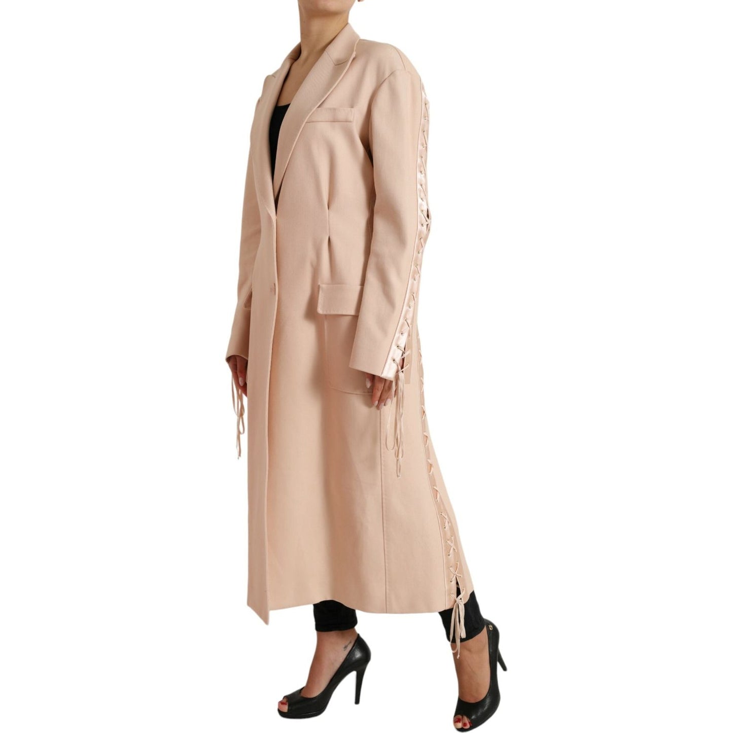 Dolce & Gabbana Beige Cotton Single Breasted Long Coat Jacket Dolce & Gabbana