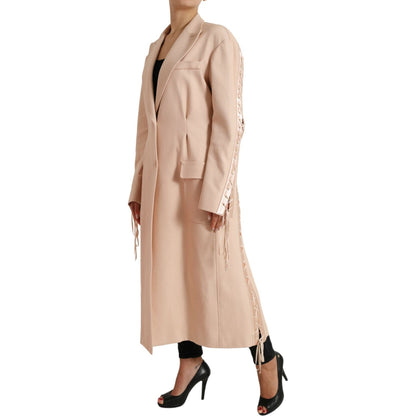 Dolce & Gabbana Beige Cotton Single Breasted Long Coat Jacket Dolce & Gabbana