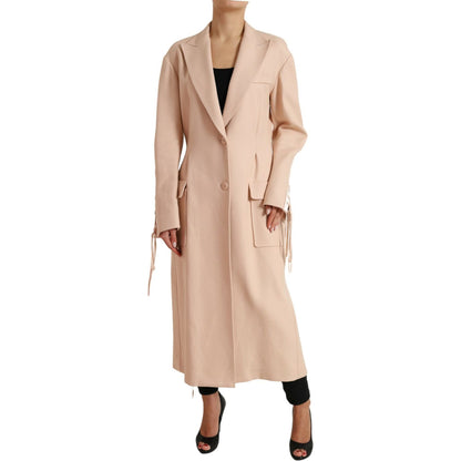 Dolce & Gabbana Beige Cotton Single Breasted Long Coat Jacket Dolce & Gabbana