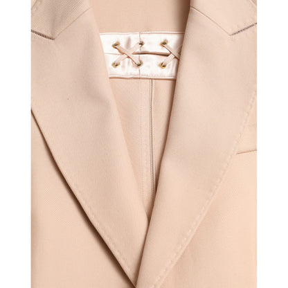 Dolce & Gabbana Beige Cotton Single Breasted Long Coat Jacket Dolce & Gabbana