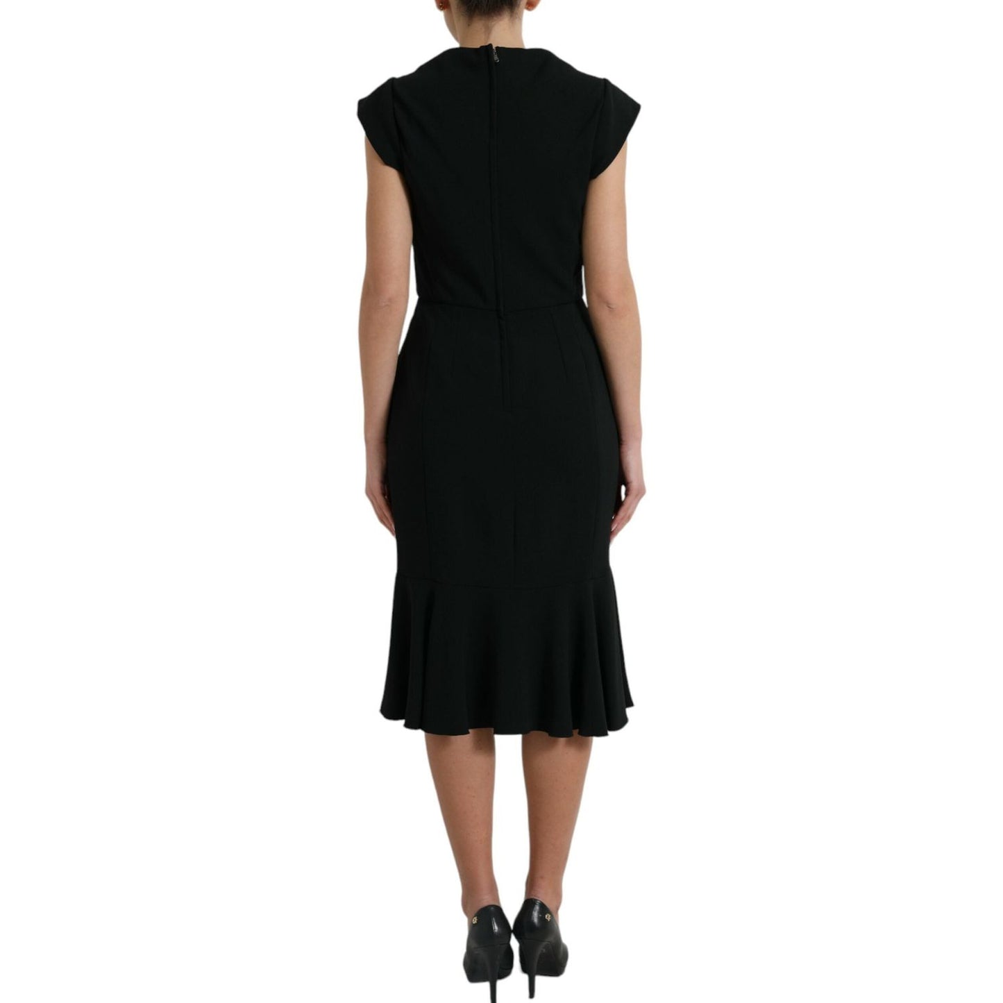 Dolce & Gabbana Black Cady Viscose Sleeveless Dress
