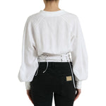Dolce & Gabbana White Cotton Corset Cropped Long Sleeves Topclothing