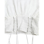 Dolce & Gabbana White Cotton Corset Cropped Long Sleeves Topclothing