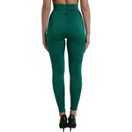 Dolce & Gabbana Green Nylon Stretch Slim Leggings Pants