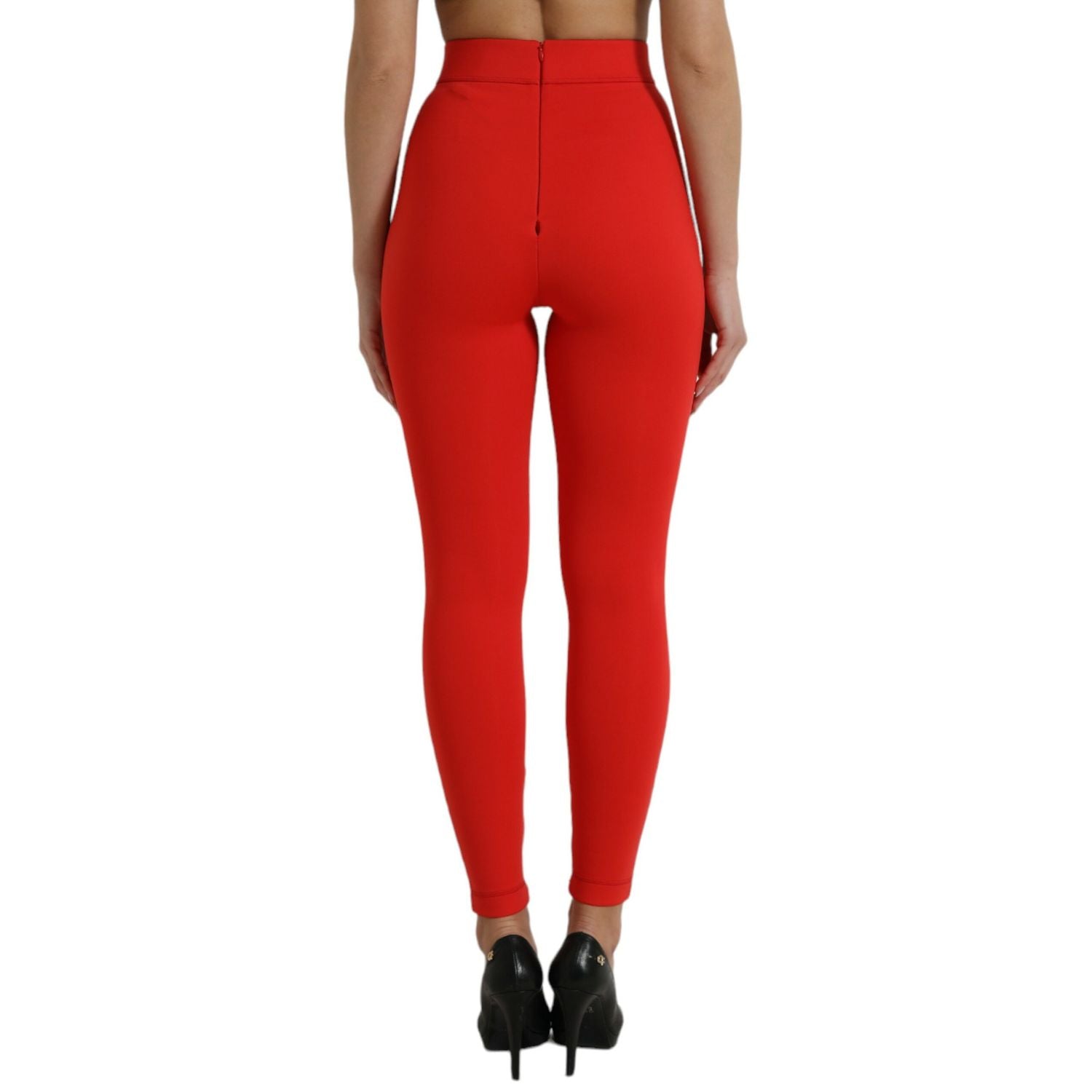 Dolce & Gabbana Red Nylon Stretch Slim Leggings Pants