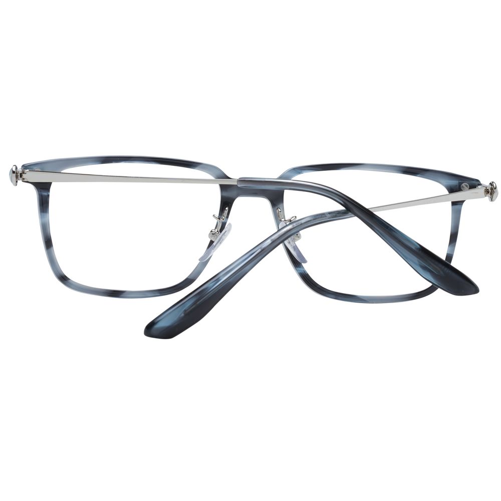 BMW Blue Men Glasses Frame in full-rim blue plastic with demo lenses, rectangle style, includes branded case, size 54-18-150.