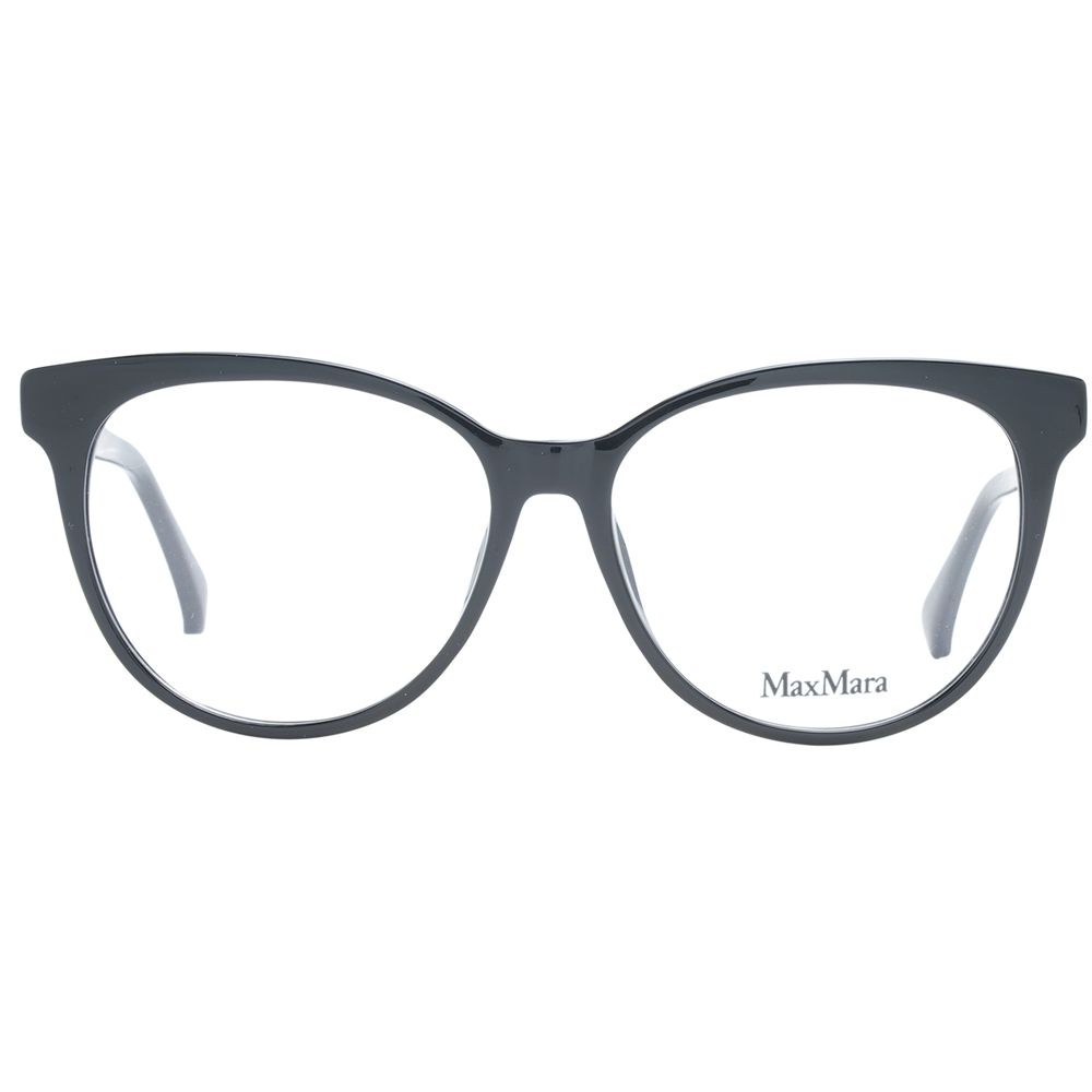 Max Mara Black Women Glasses Frame, full-rim cat eye with plastic frame and demo lenses, includes branded case, size 54-14-140.