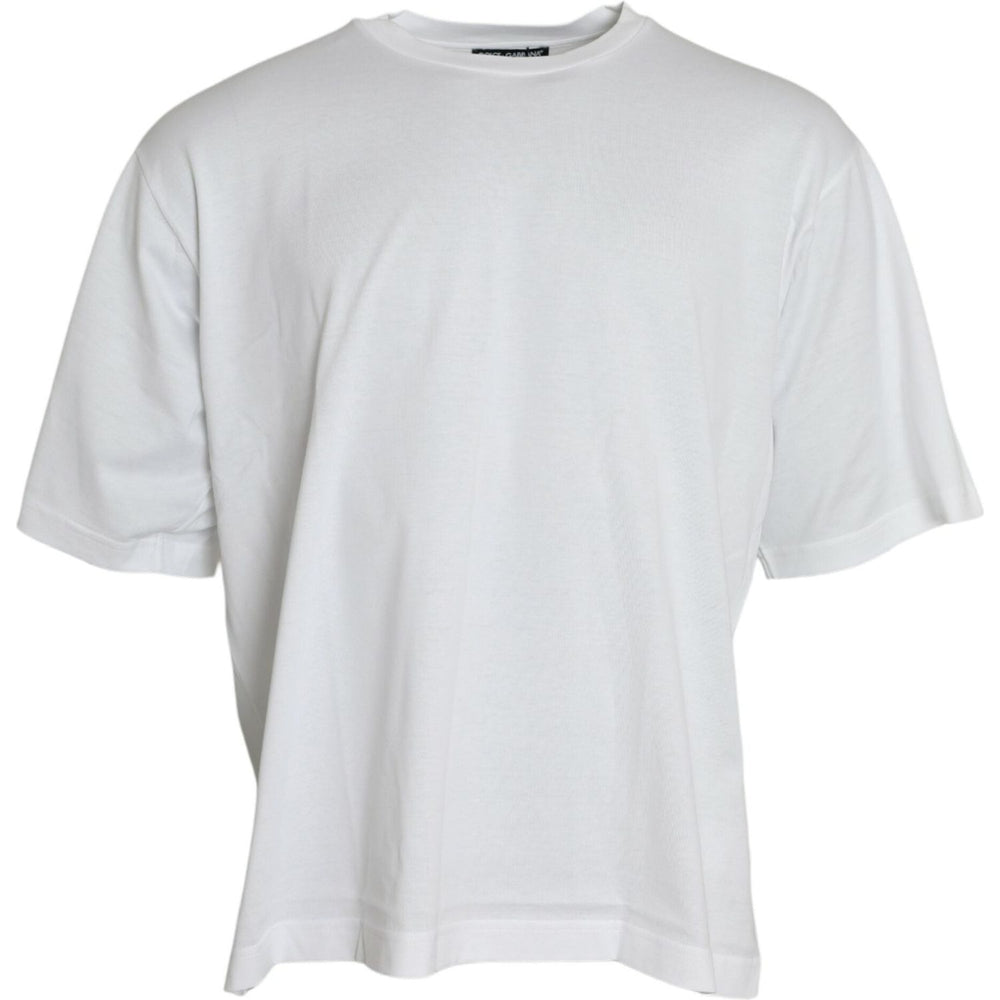 Dolce & Gabbana White Cotton Short Sleeves Crewneck T-shirt