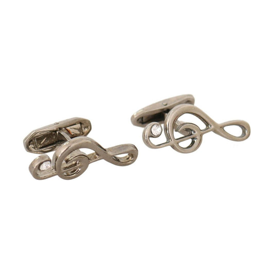 Dolce & Gabbana Silver Brass Tremble Clef Crystal Cufflinks SMYK322