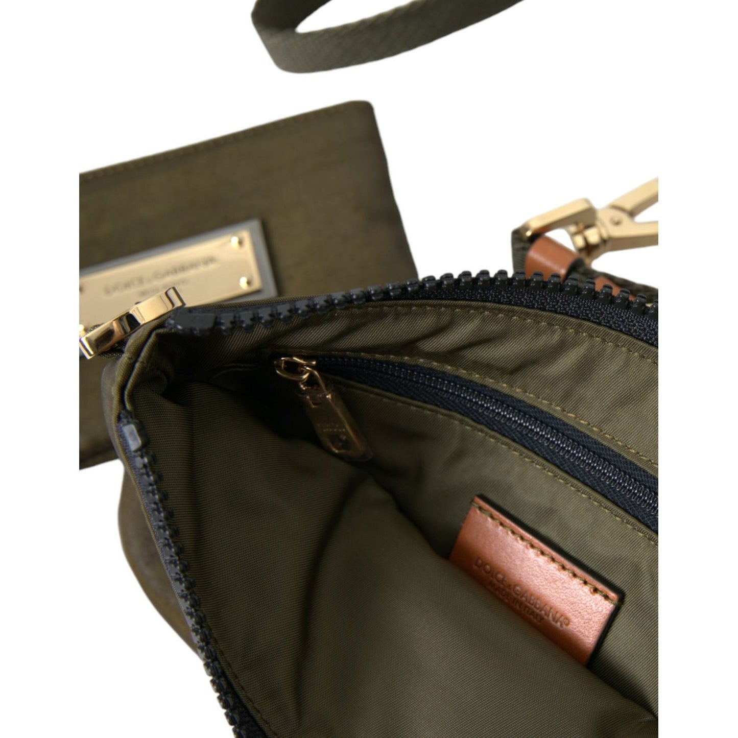 Dolce & Gabbana Dark Green Nylon Logo Multifunctional Kit 2 Pcs Set Bags
