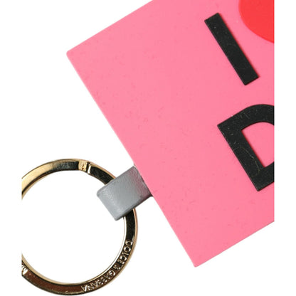 Dolce & Gabbana Pink Silicone DG Logo Gold Brass Keychain