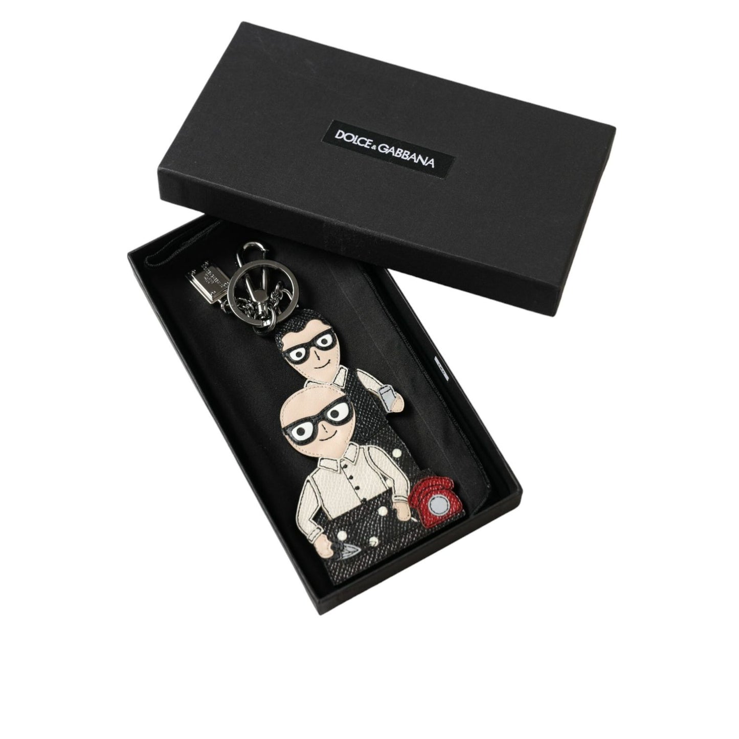 Dolce & Gabbana Leather Dominico Stefano #DGFAMILY Logo Badge Keychain