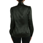 Dolce & Gabbana Gray Long Sleeves Ascot Collar Blouse Top