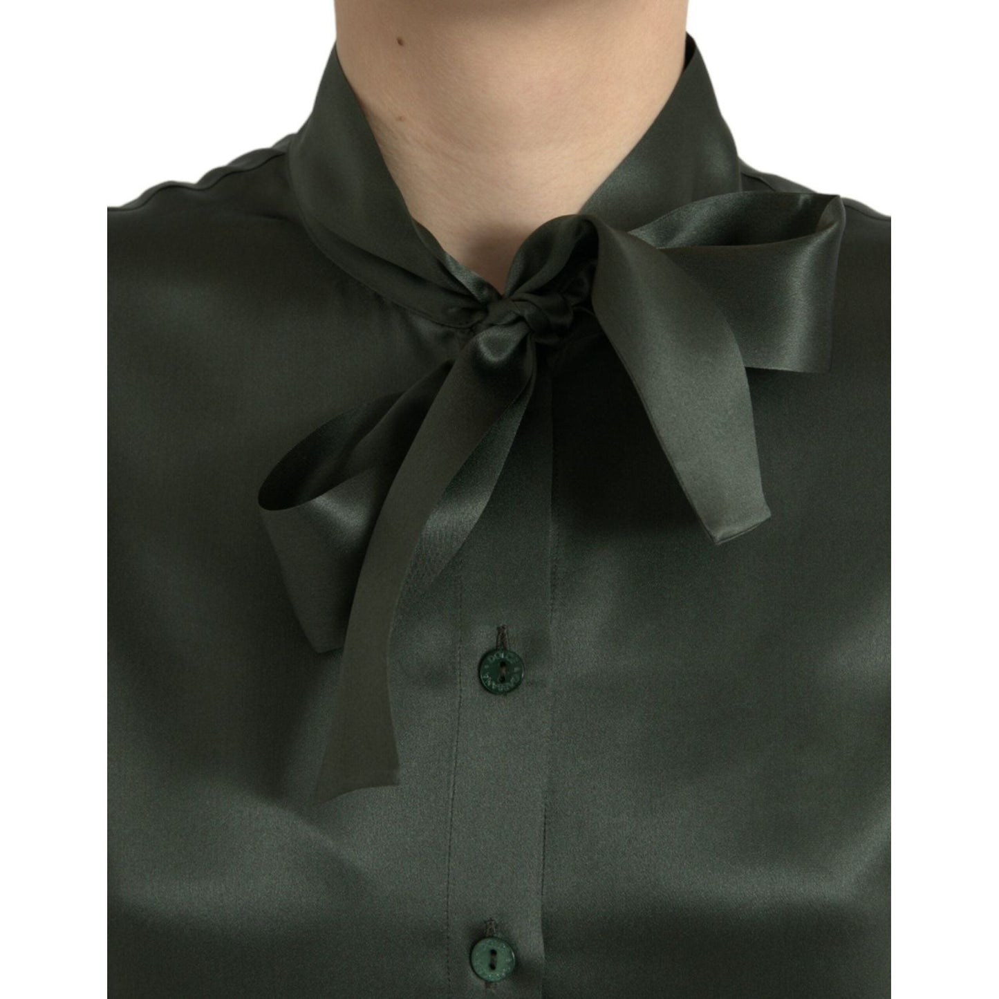 Dolce & Gabbana Gray Long Sleeves Ascot Collar Blouse Top