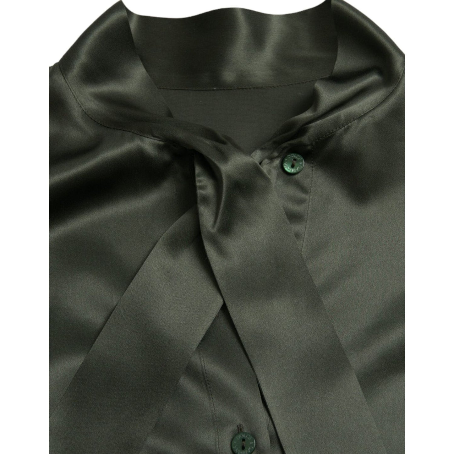 Dolce & Gabbana Gray Long Sleeves Ascot Collar Blouse Top