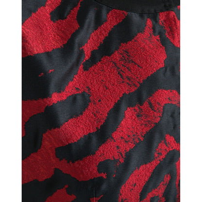 Dolce & Gabbana Black Red Patterned Cropped Coat Jacket Dolce & Gabbana
