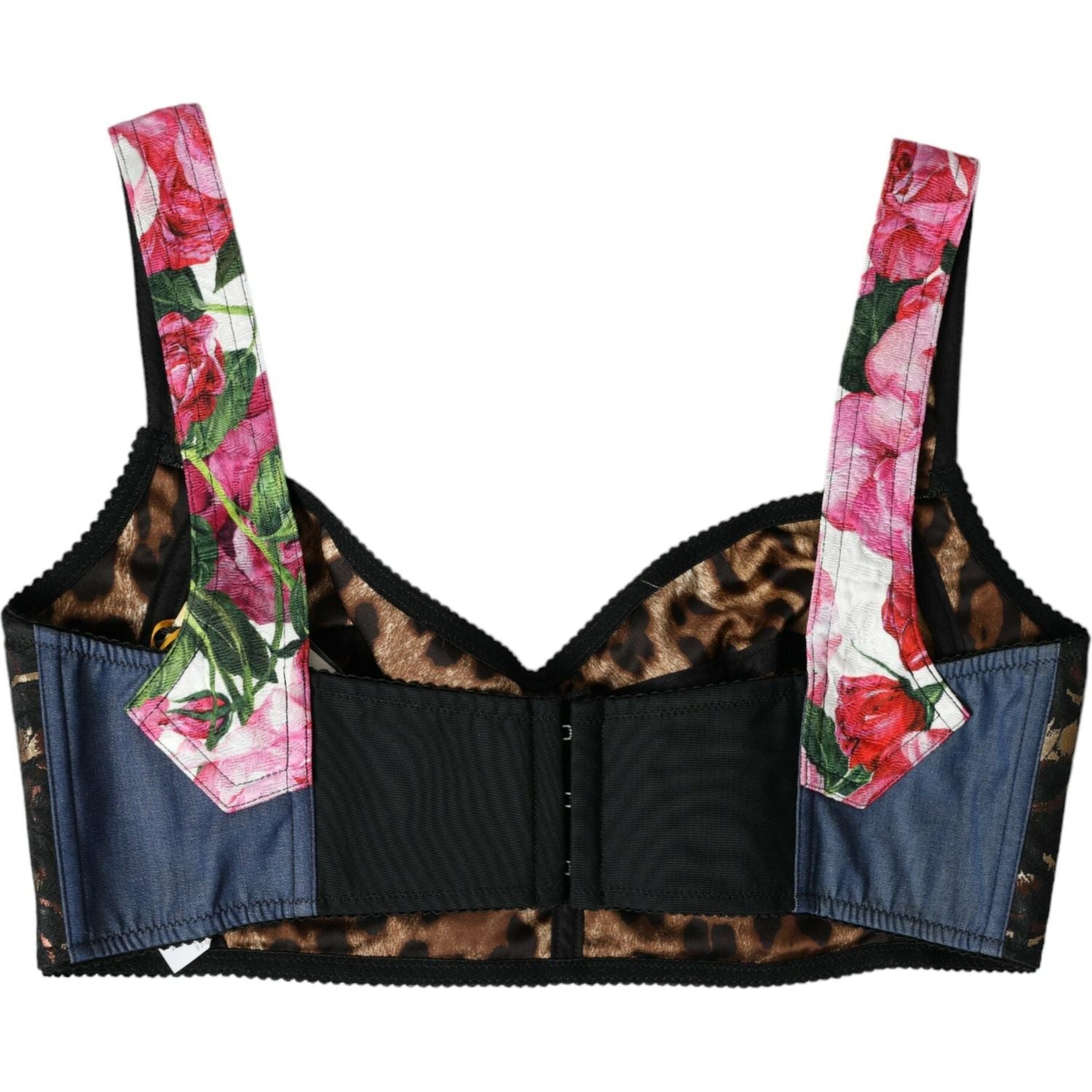 Dolce & Gabbana Multicolor Floral Patchwork Bustier Crop Top