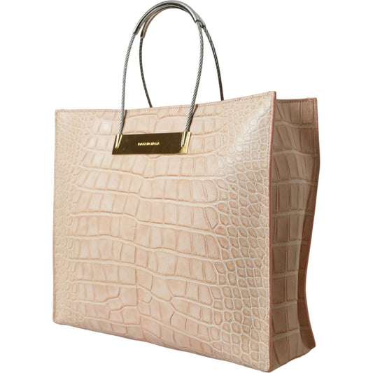 Balenciaga Pink Exotic Leather Embossed Cable Handle Shopper Tote Bag
