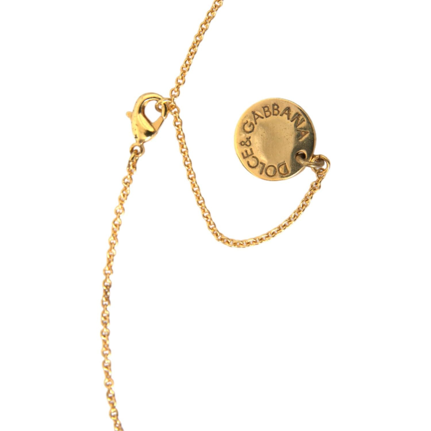 Dolce & Gabbana Gold Brass Chain Dog Heart Pendant Charm Necklace