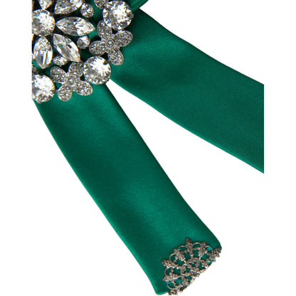 Dolce & Gabbana Green Satin Bird Crystal Women Hair Clip