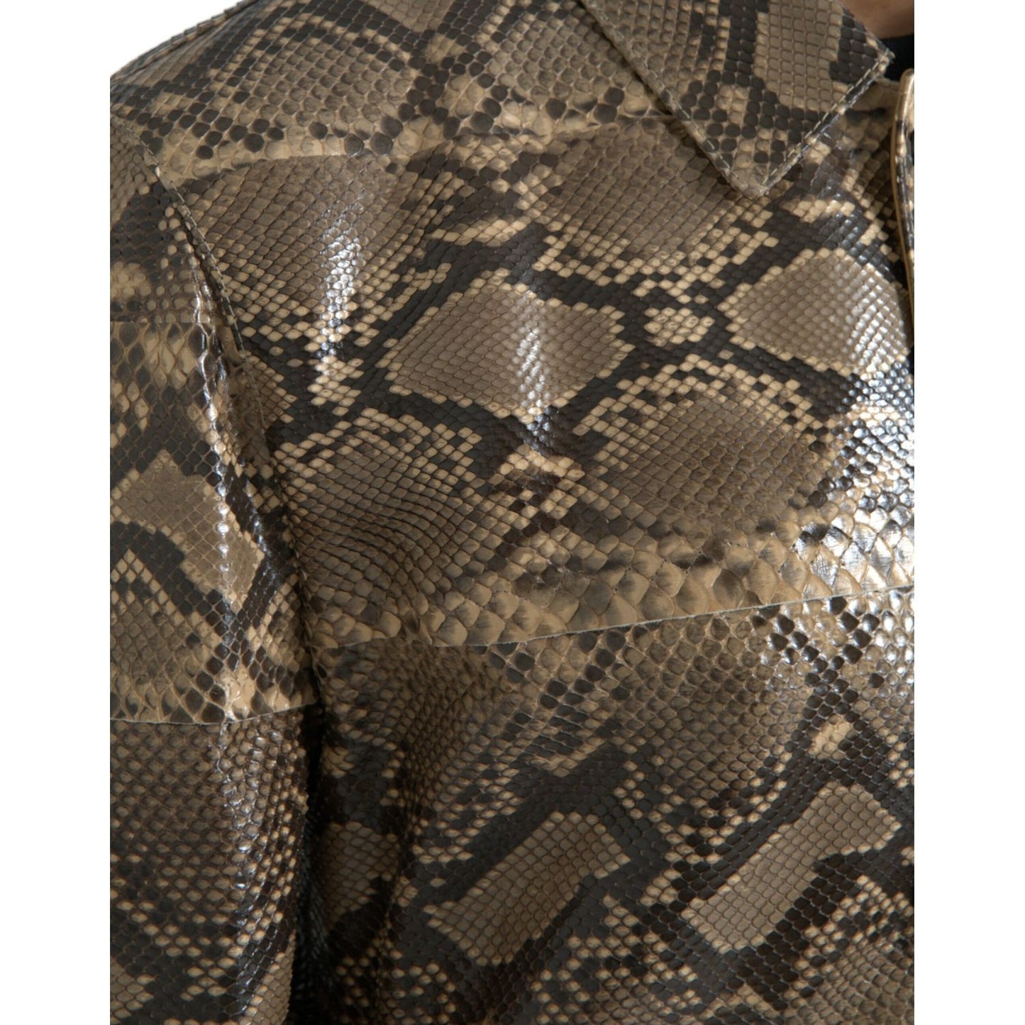 Dolce & Gabbana Beige Exotic Leather Biker Blouson Jacket