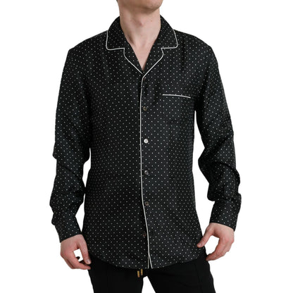 Dolce & Gabbana Black Polka Dot Silk Long Sleeve Shirt