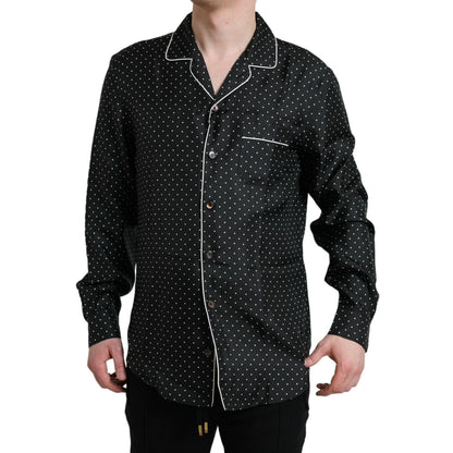 Dolce & Gabbana Black Polka Dot Silk Long Sleeve Shirt