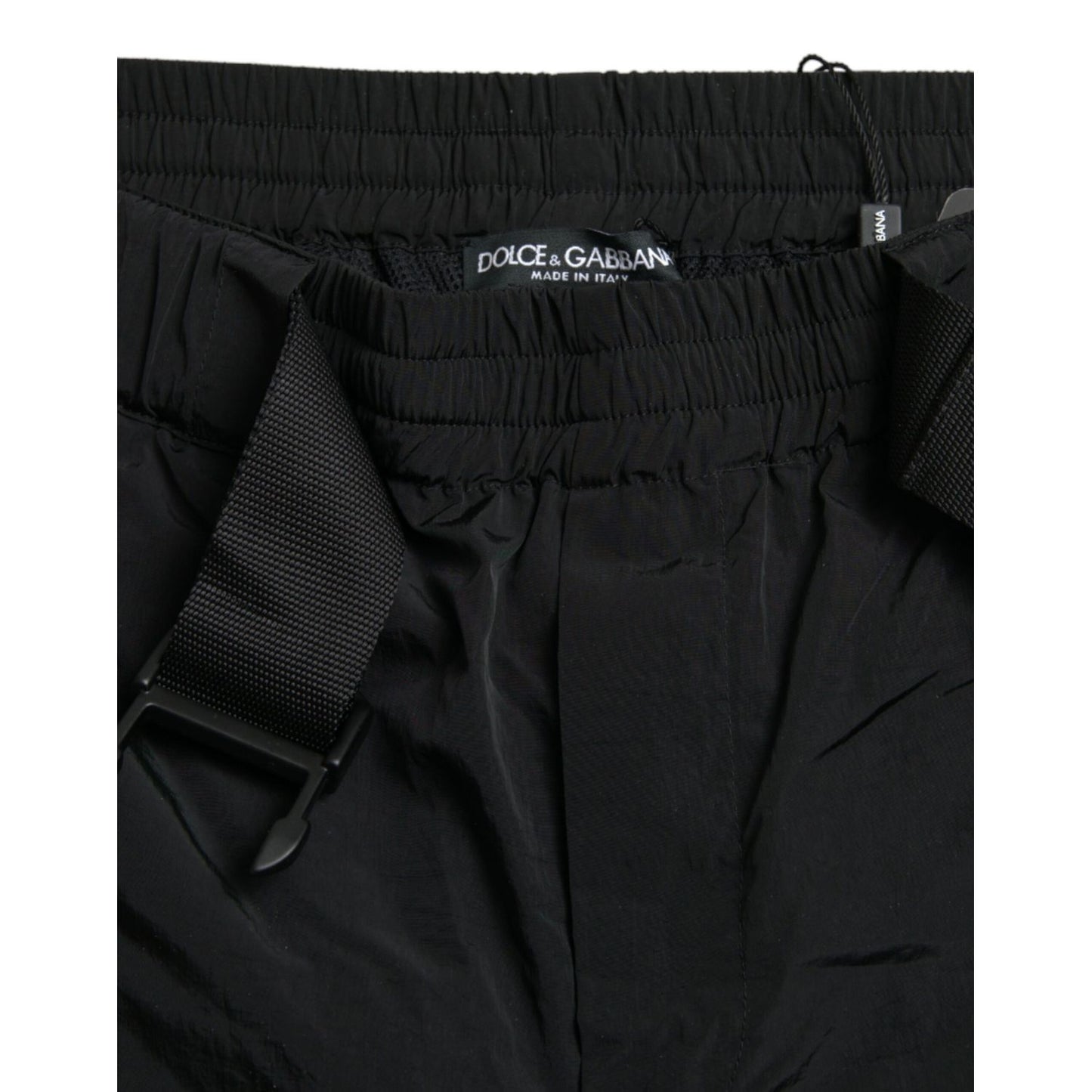 Dolce & Gabbana Black Red Leopard Print Nylon Jogger Pants