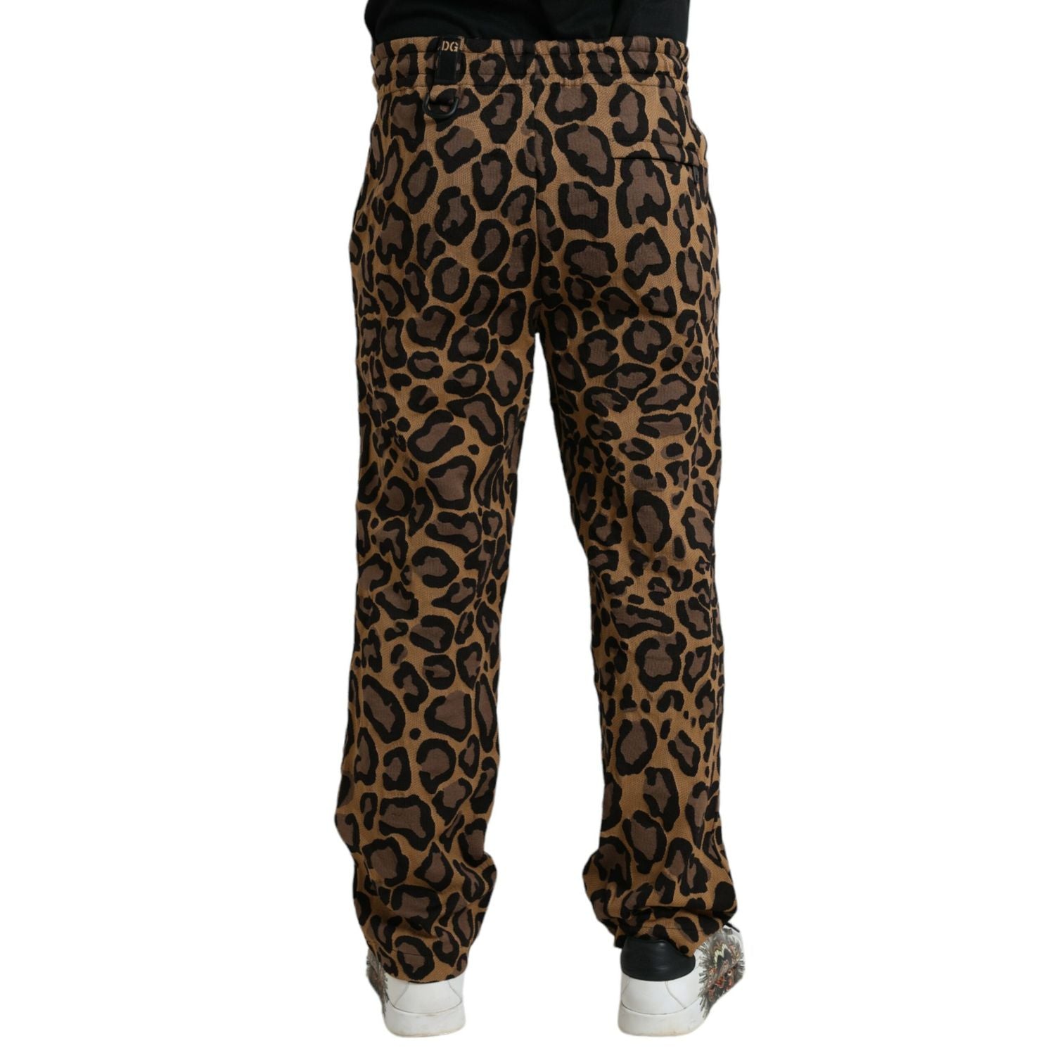 Dolce & Gabbana Brown Leopard Print Polyester Jogger Pants