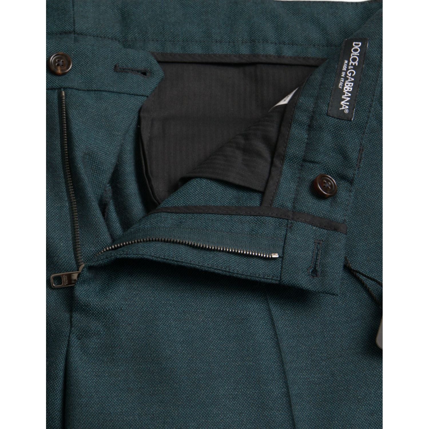 Dolce & Gabbana Green Wool Skinny Slim Dress Pants