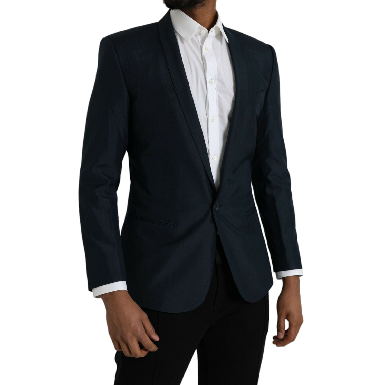 Dolce & Gabbana Blue GOLD Notch Single Breasted Coat Blazer
