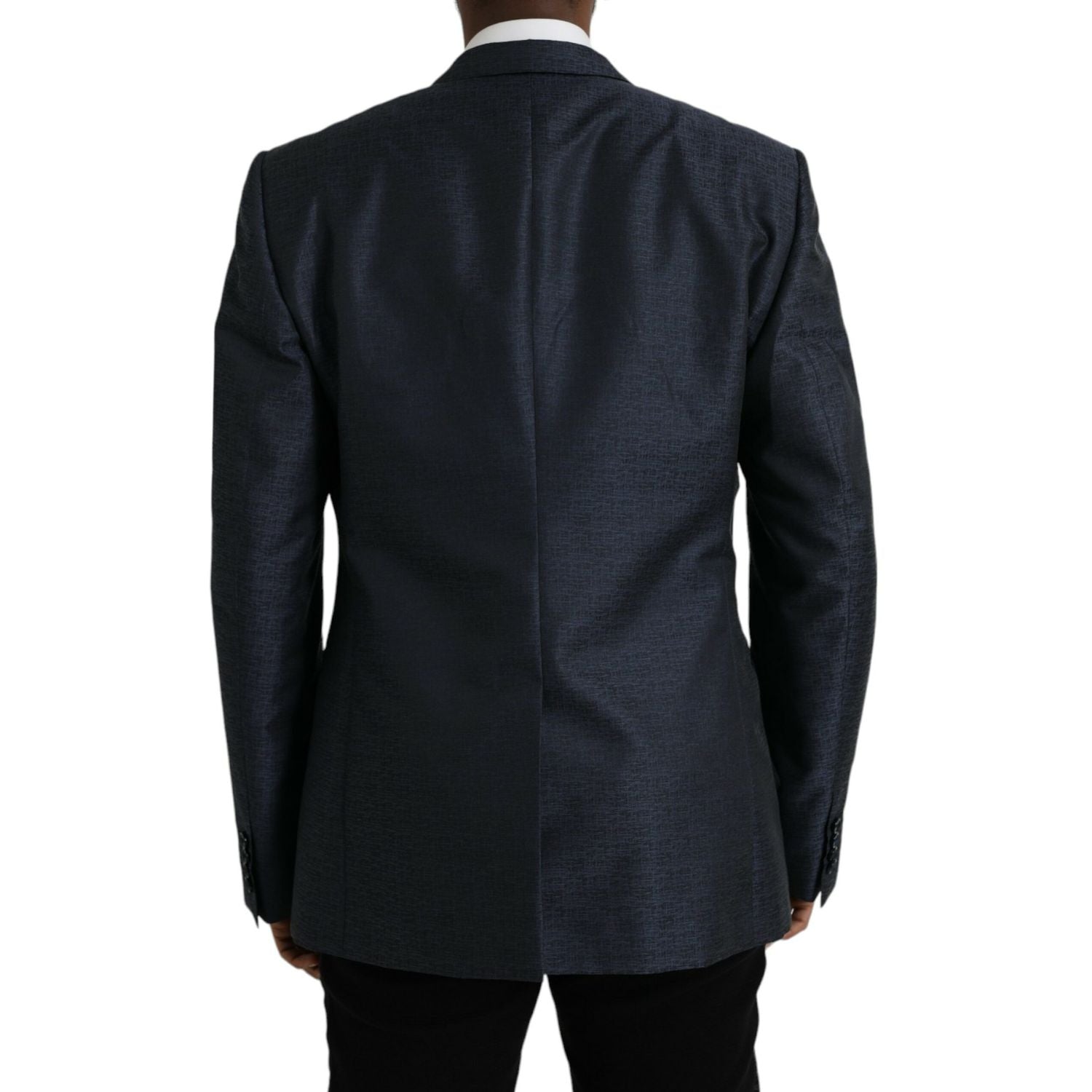 Dolce & Gabbana Blue Wool GOLD Single Breasted Coat Blazer