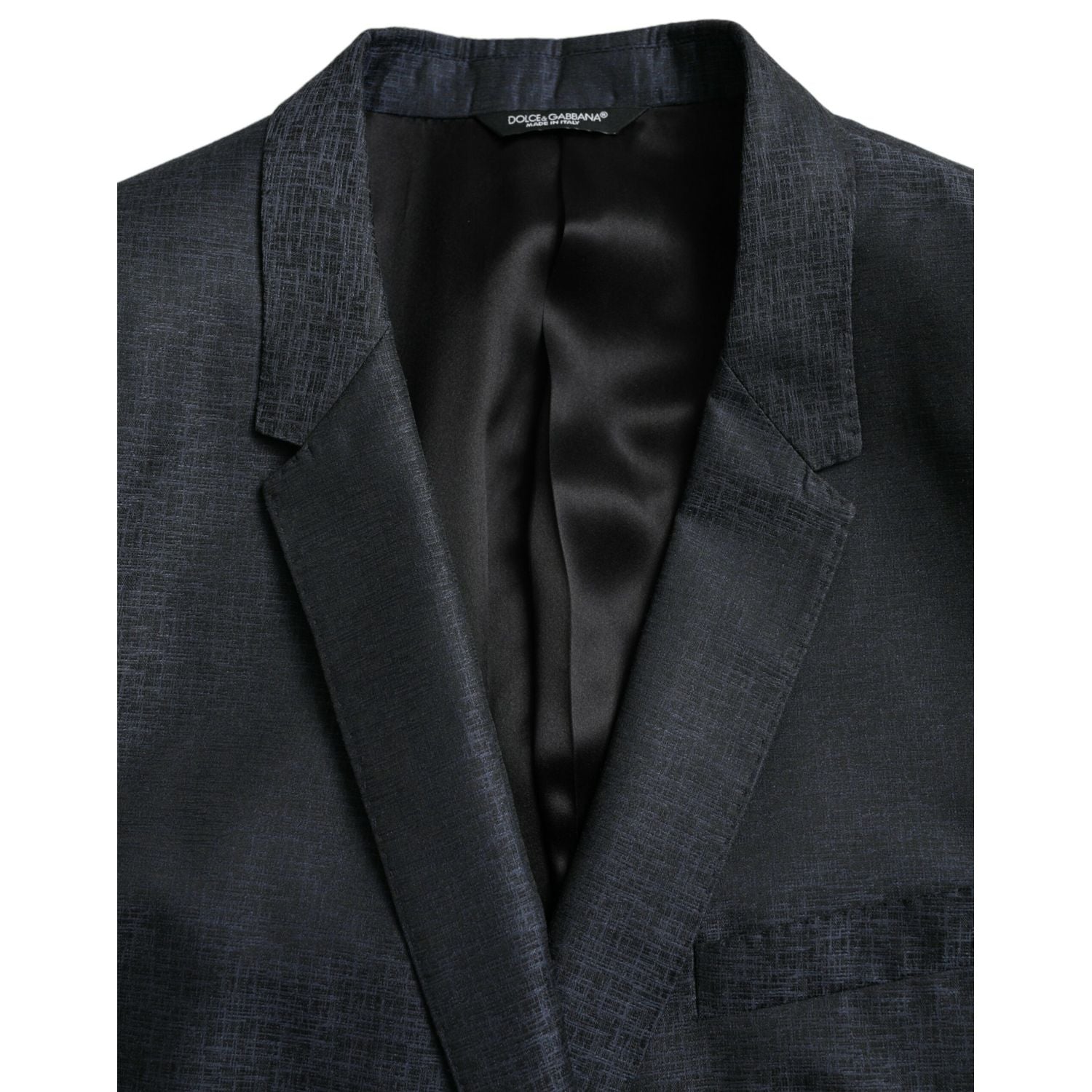 Dolce & Gabbana Blue Wool GOLD Single Breasted Coat Blazer