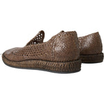 Dolce & Gabbana Brown Woven Leather Loafers Casual Shoes