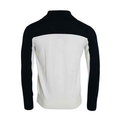 Dolce & Gabbana White Black SICILIA Henley Shirt Pullover Sweater