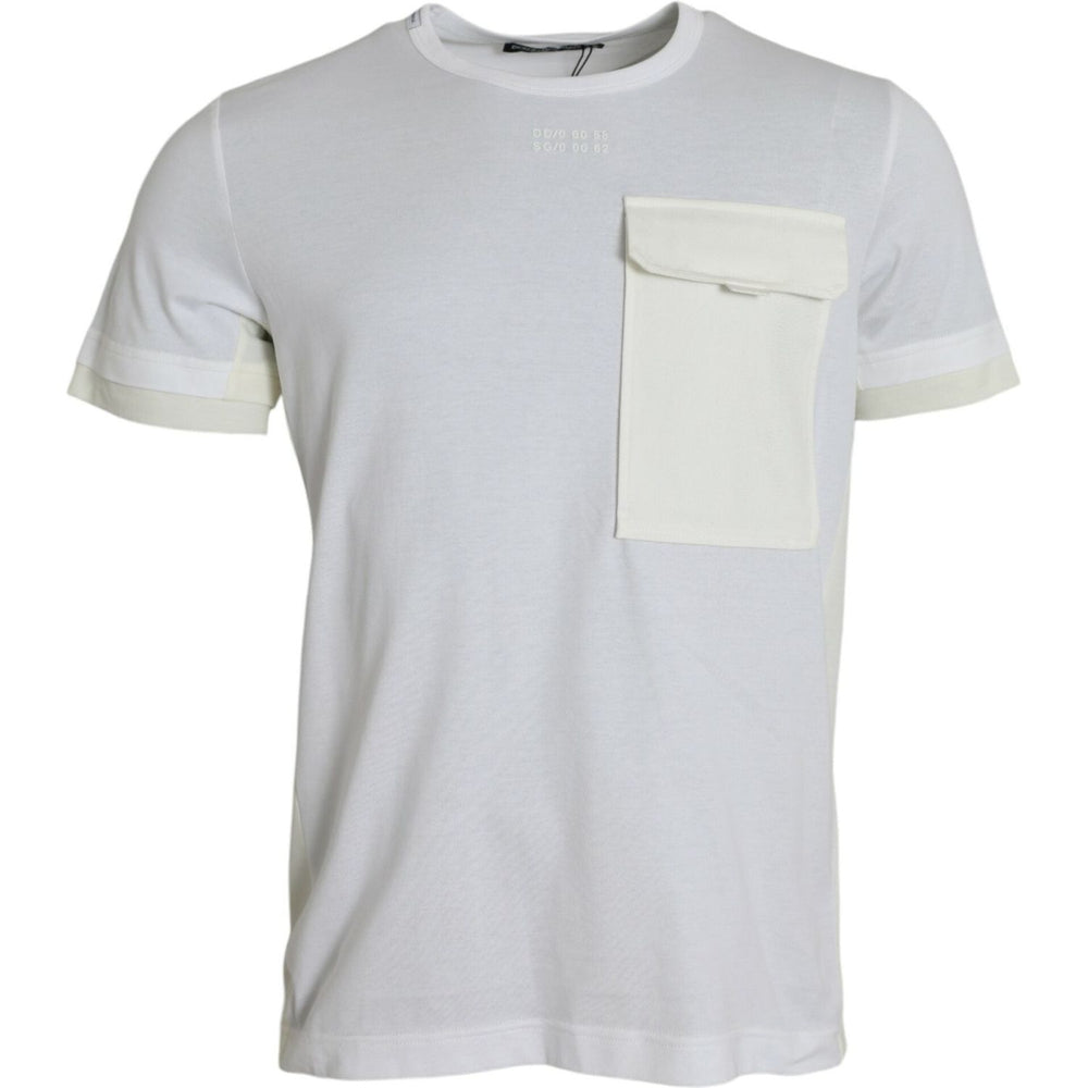 Dolce & Gabbana White Cotton Pocket Short Sleeves T-shirt