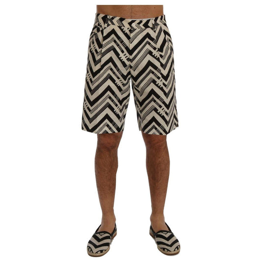 Dolce & Gabbana White Black Striped Cotton Linen Shorts1728,50% Linen,67345645728,Black/White,Clothing,Dolce & Gabbana,IT44 | XS,IT46 | S,IT52 | XL,IT54 | XL,Knee Length - Shorts - Clothing,Material: 50% Cotton,Men,Men - Clothing,New with tags,Shorts - Cl